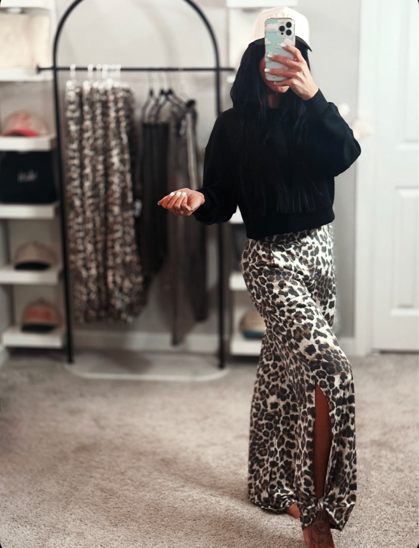 Leopard Split Side | Ankle Tie Pants