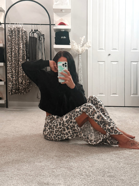 Leopard Split Side | Ankle Tie Pants