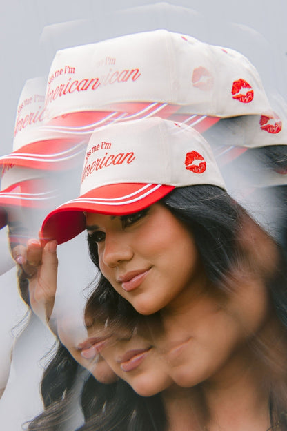 Kiss me I'm American | Red Vintage Trucker Hat