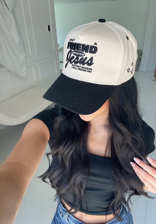 Friend in Jesus | Black Vintage Trucker Hat