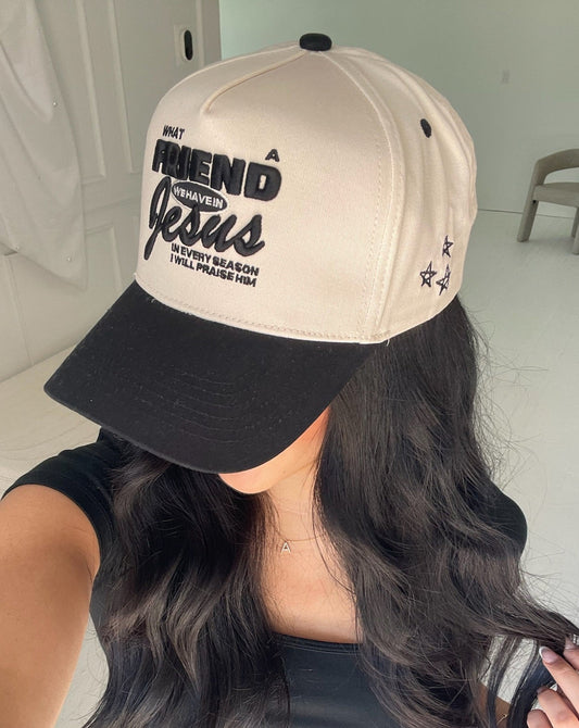 Friend in Jesus | Black Vintage Trucker Hat