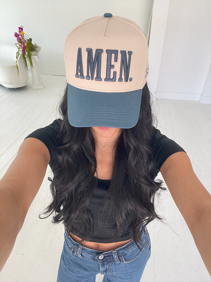 AMEN. | Slate Blue Vintage Trucker Hat