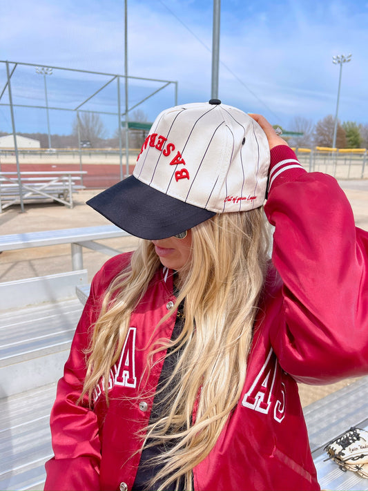 BASEBALL | Red on Black Stripe Vintage Hat