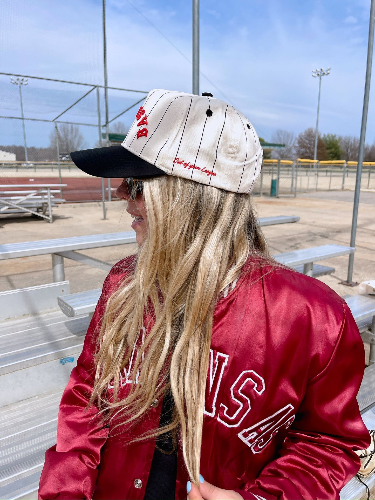 BASEBALL | Red on Black Stripe Vintage Hat