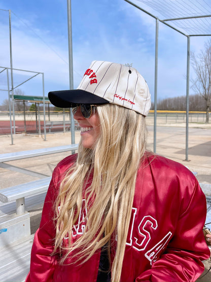 BASEBALL | Red on Black Stripe Vintage Hat