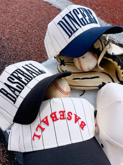 BASEBALL | Red on Black Stripe Vintage Hat