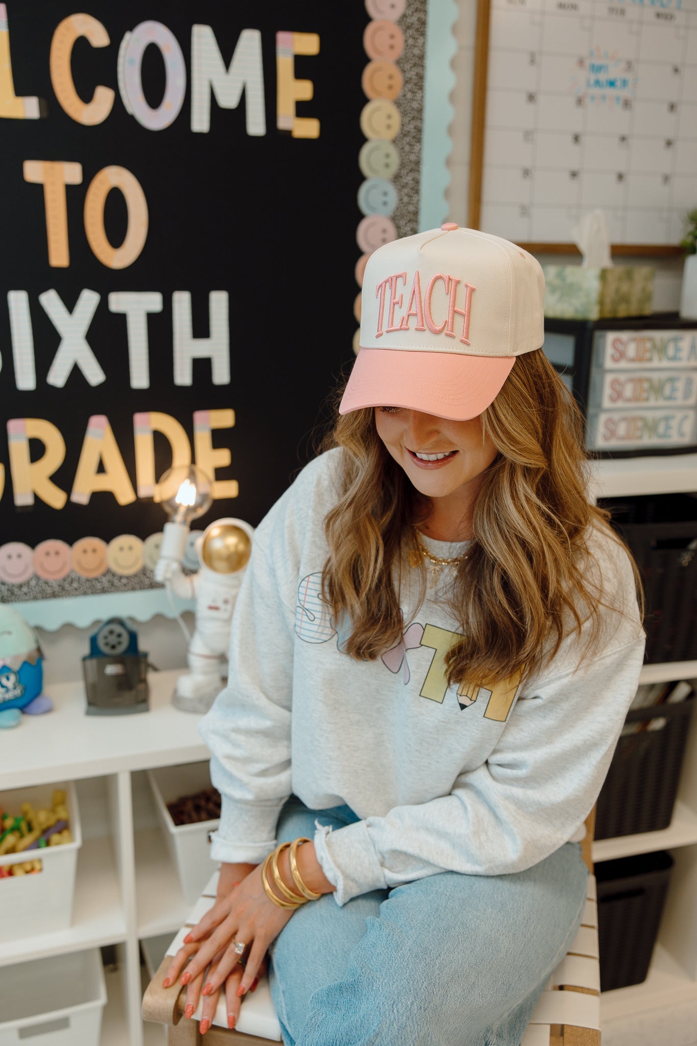TEACH | Pink Vintage Trucker Hat