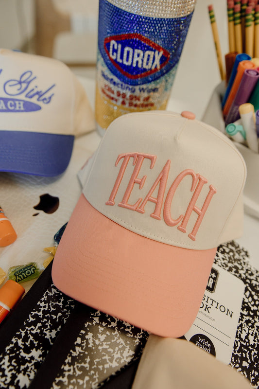 TEACH | Pink Vintage Trucker Hat