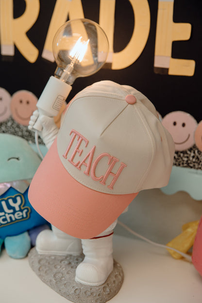 TEACH | Pink Vintage Trucker Hat
