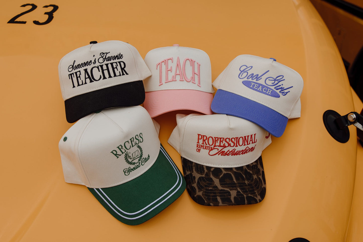 TEACH | Pink Vintage Trucker Hat