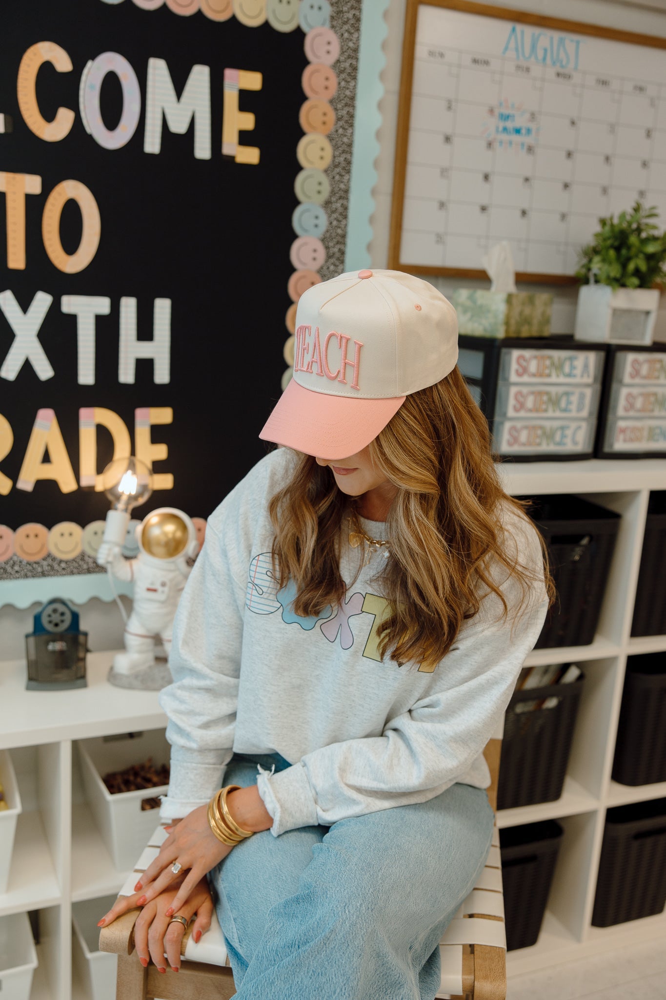 TEACH | Pink Vintage Trucker Hat
