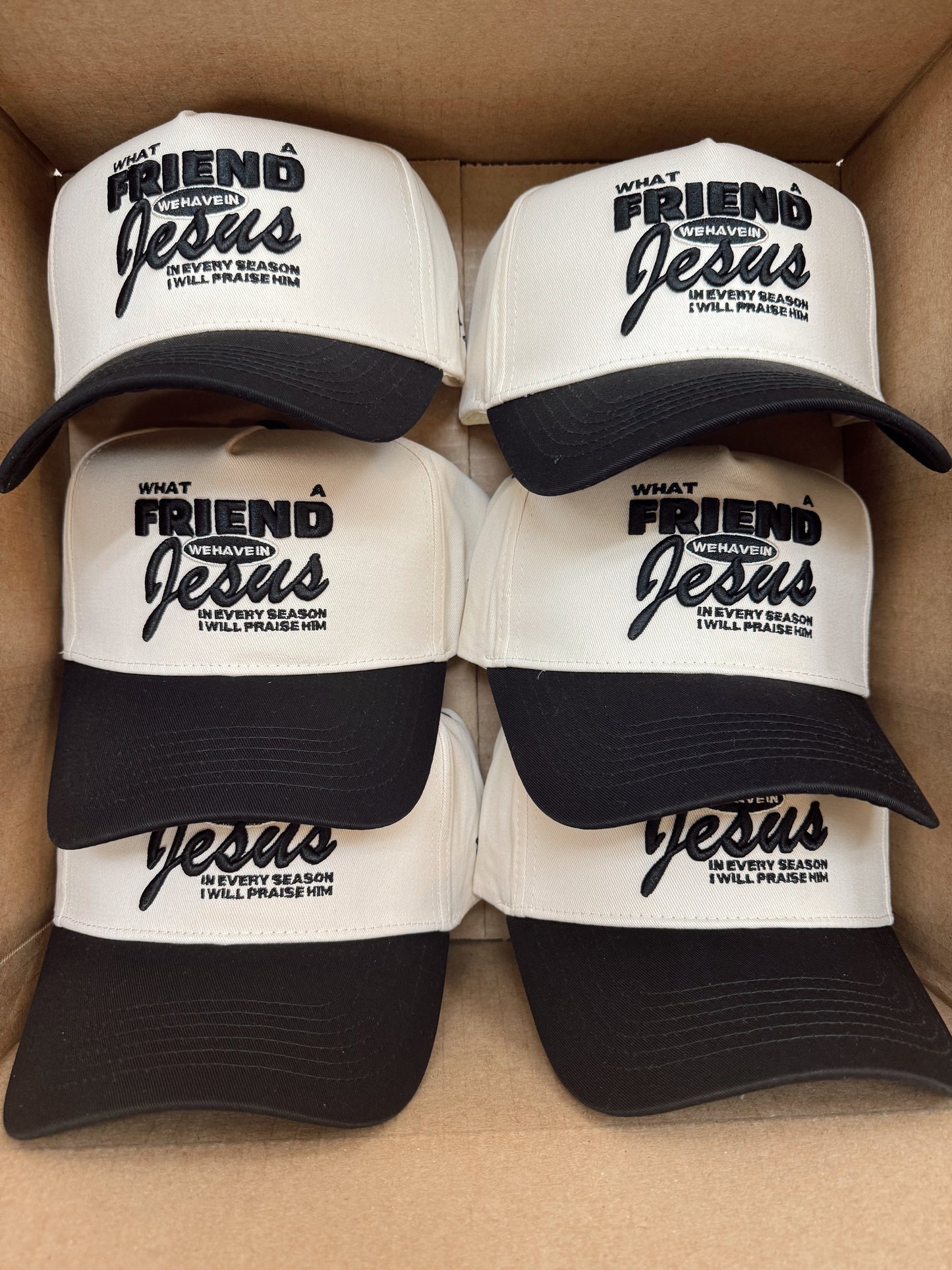 Friend in Jesus | Black Vintage Trucker Hat