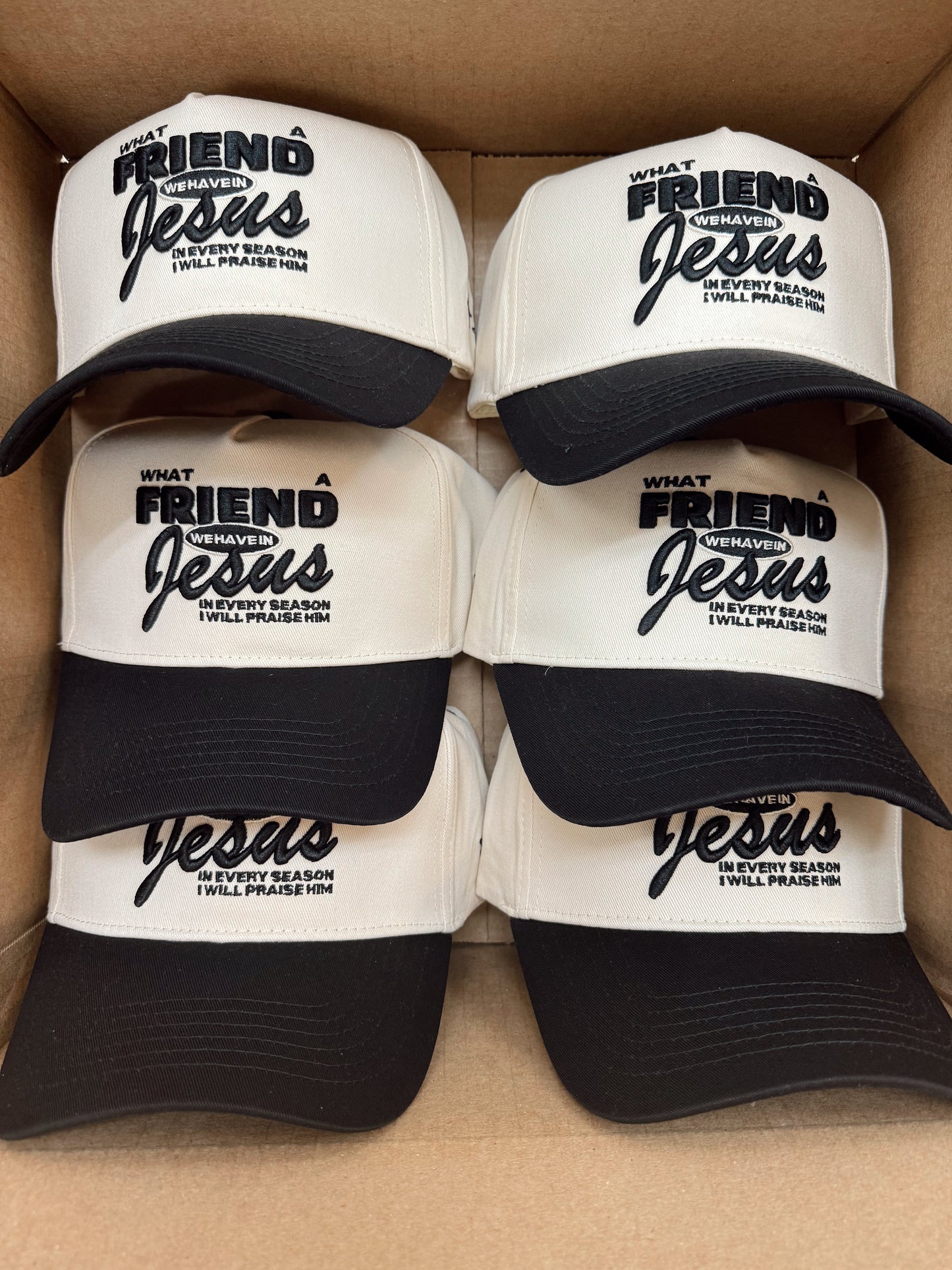 Friend in Jesus | Black Vintage Trucker Hat
