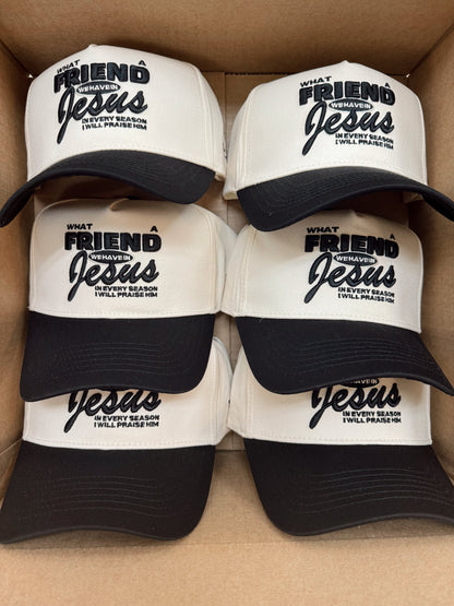 Friend in Jesus | Black Vintage Trucker Hat