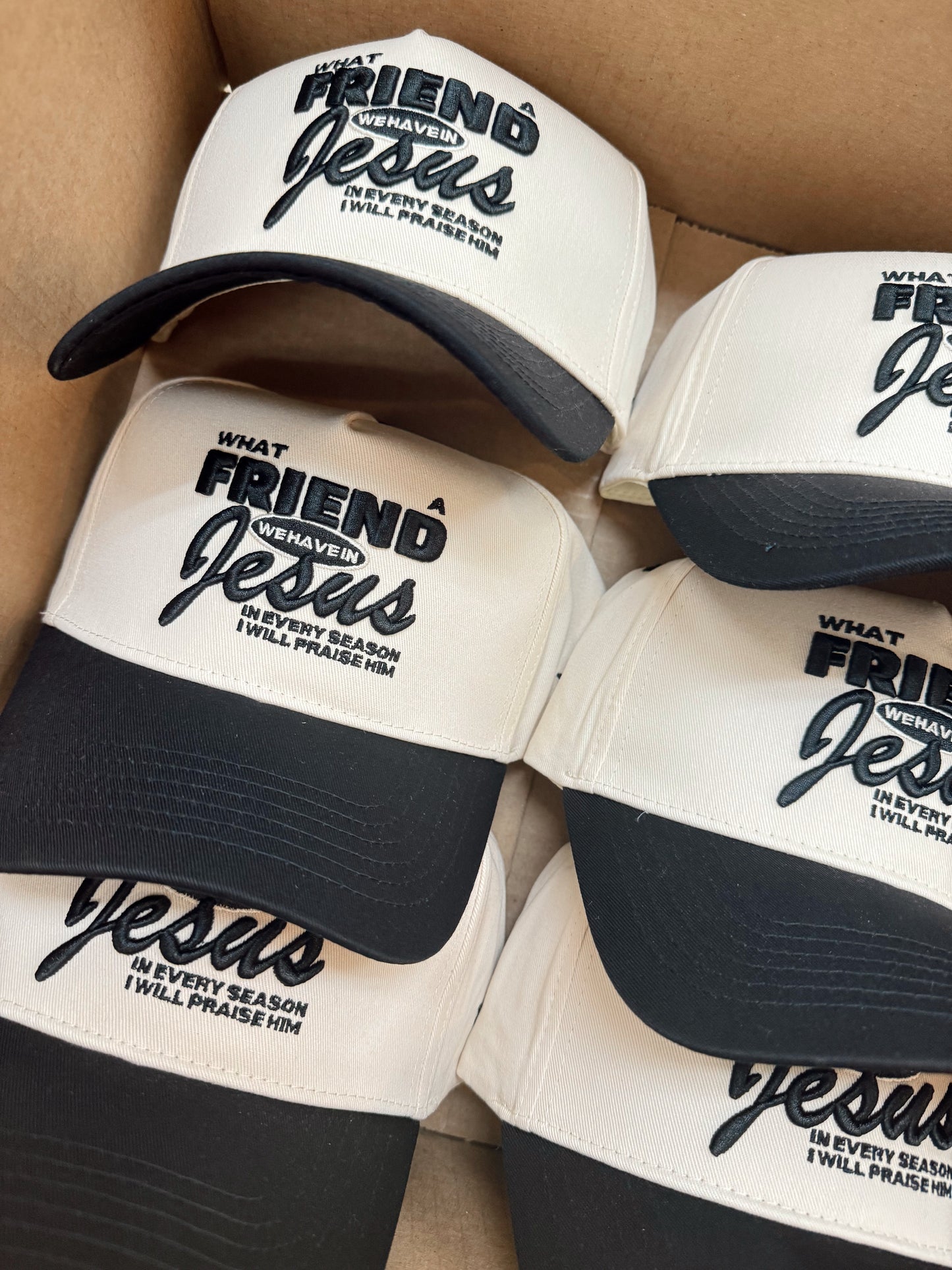 Friend in Jesus | Black Vintage Trucker Hat