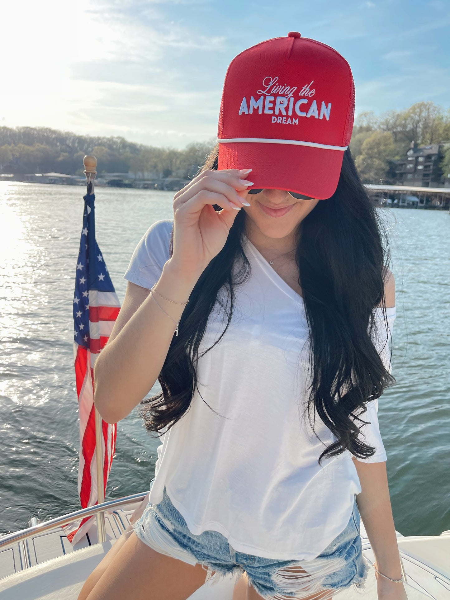 Living the American Dream | Red and Navy Vintage Trucker Hat