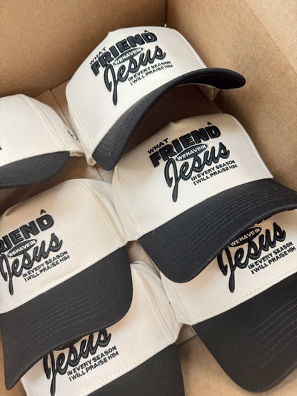Friend in Jesus | Black Vintage Trucker Hat
