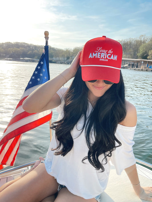 Living the American Dream | Red and Navy Vintage Trucker Hat