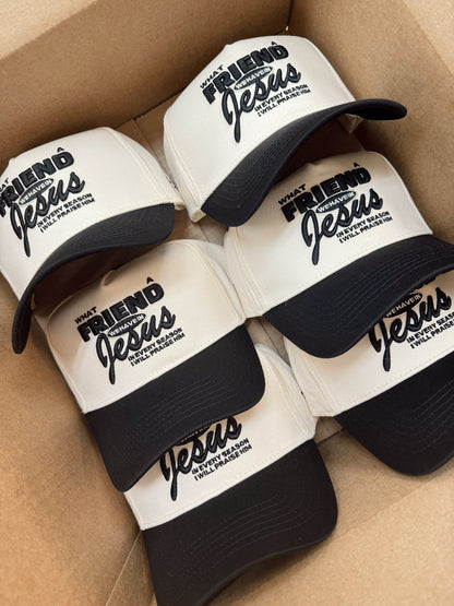 Friend in Jesus | Black Vintage Trucker Hat