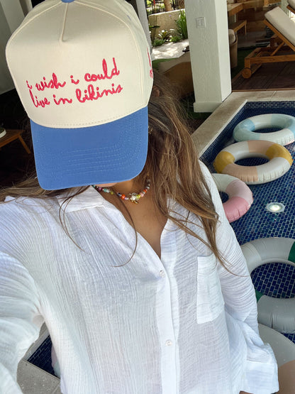 I Wish I Could Live in Bikinis | Periwinkle Vintage Trucker Hat
