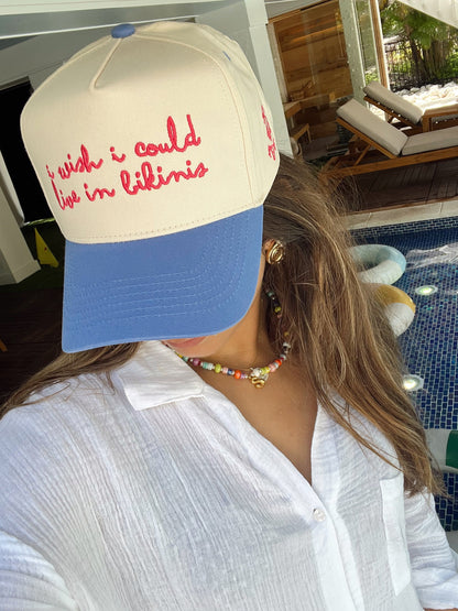 I Wish I Could Live in Bikinis | Periwinkle Vintage Trucker Hat