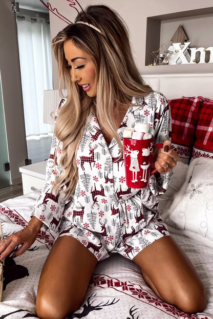 Reindeer Chic Shorts Pajama Set