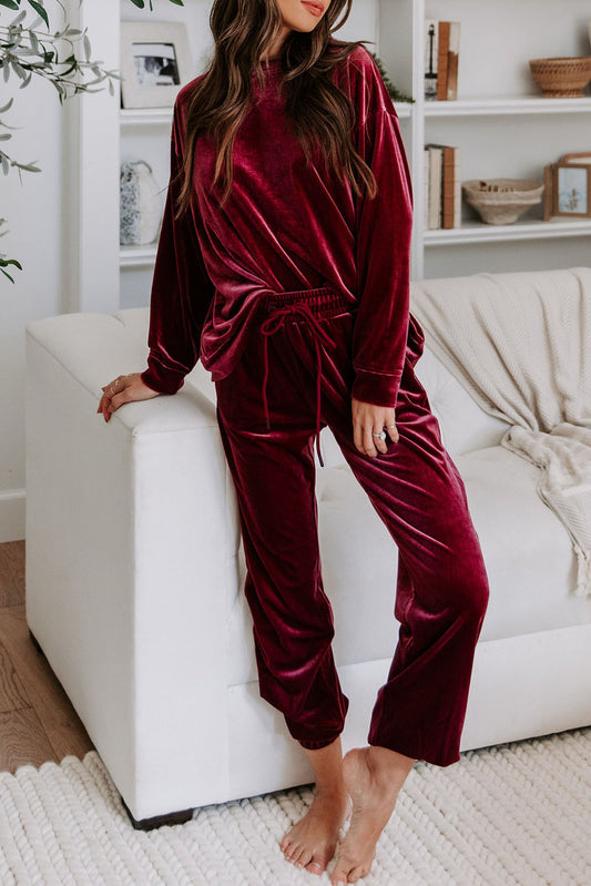 Red Velvet Lounge Set