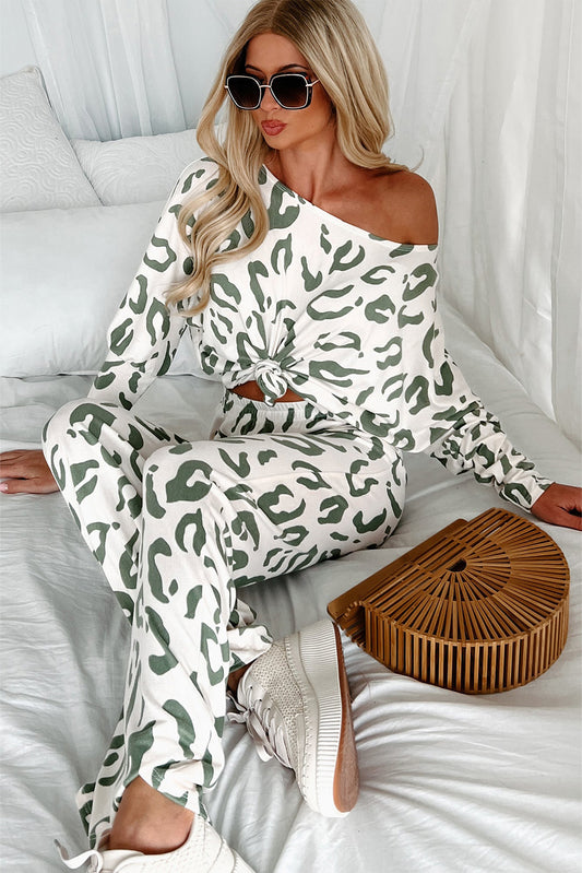 Creme Lush Leopard Loungewear Set